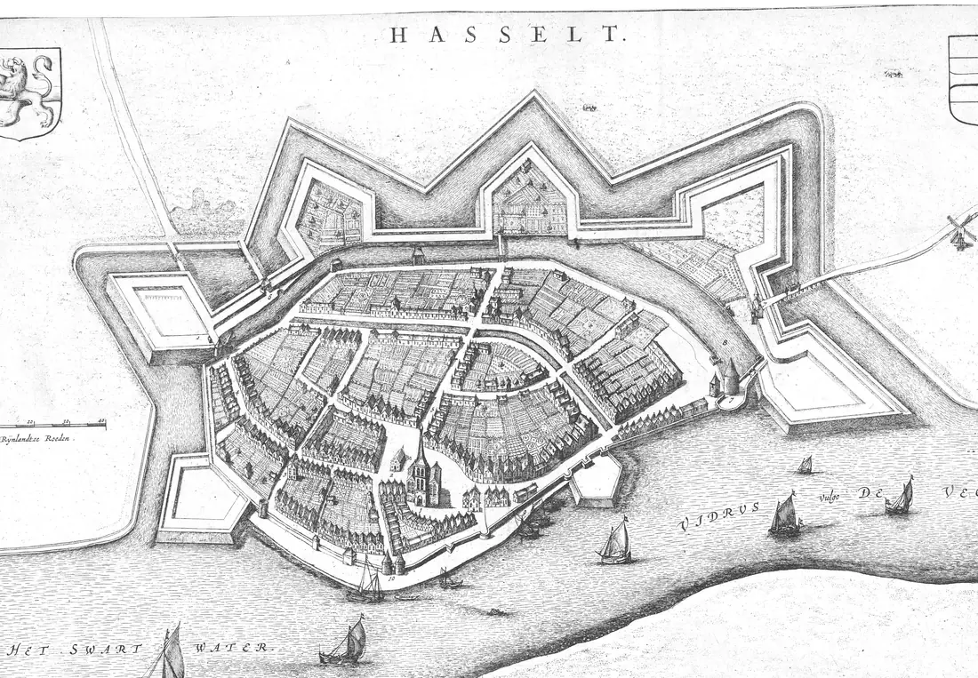 Oude plattegrond van Hasselt uit 1649